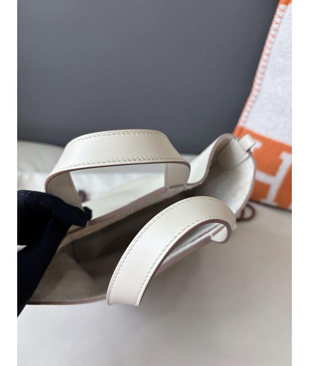 HERMES Белая кожаная сумка тоут, фото 8