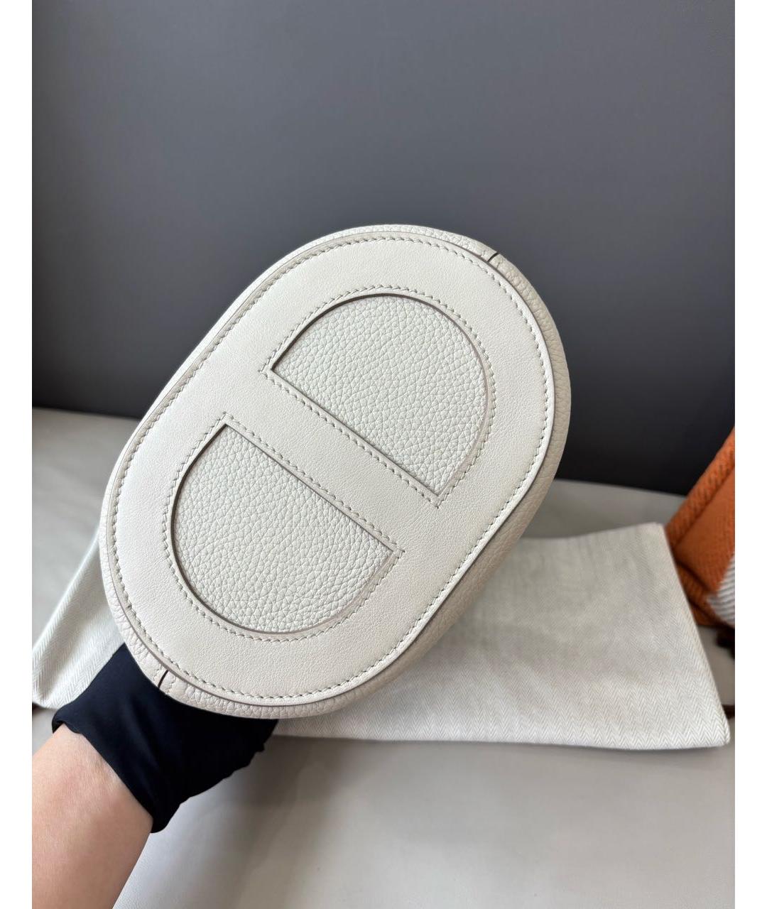 HERMES Белая кожаная сумка тоут, фото 6