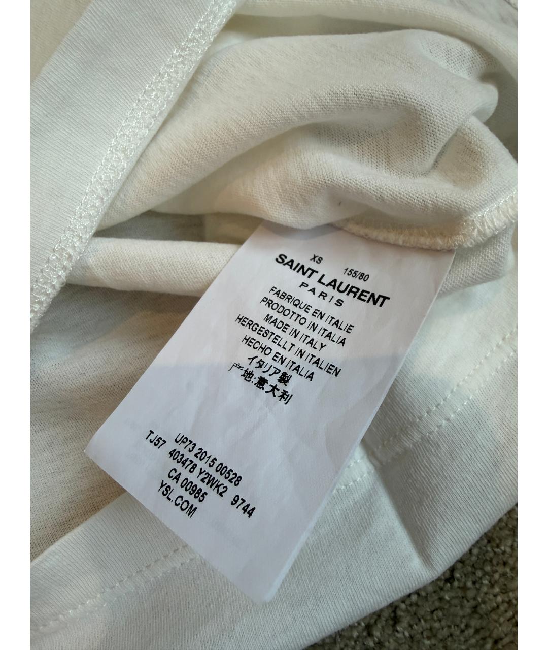 SAINT LAURENT Белая хлопковая футболка, фото 4