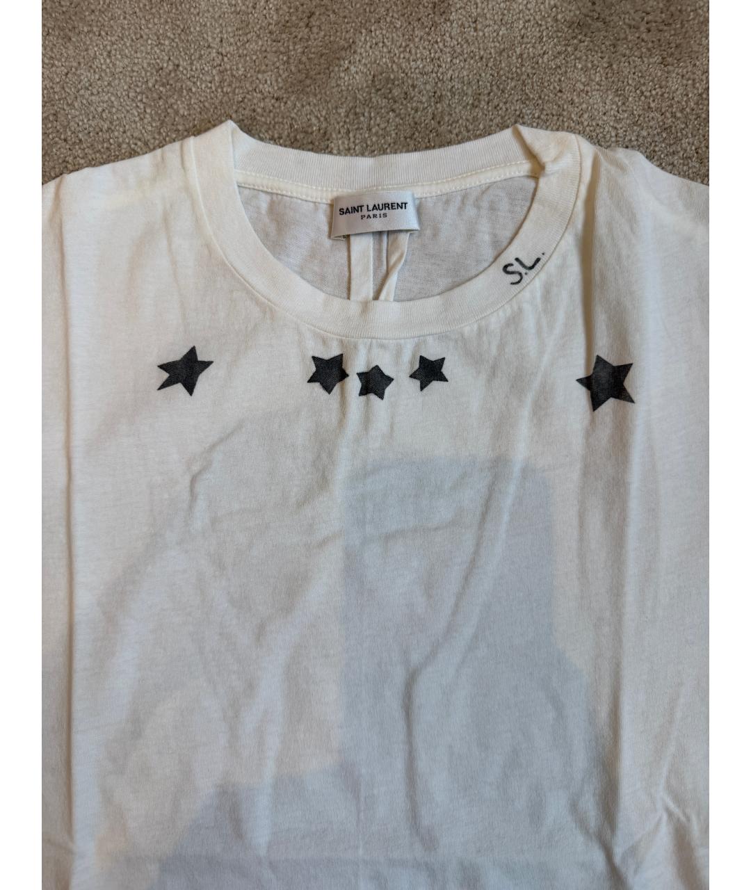 SAINT LAURENT Белая хлопковая футболка, фото 3