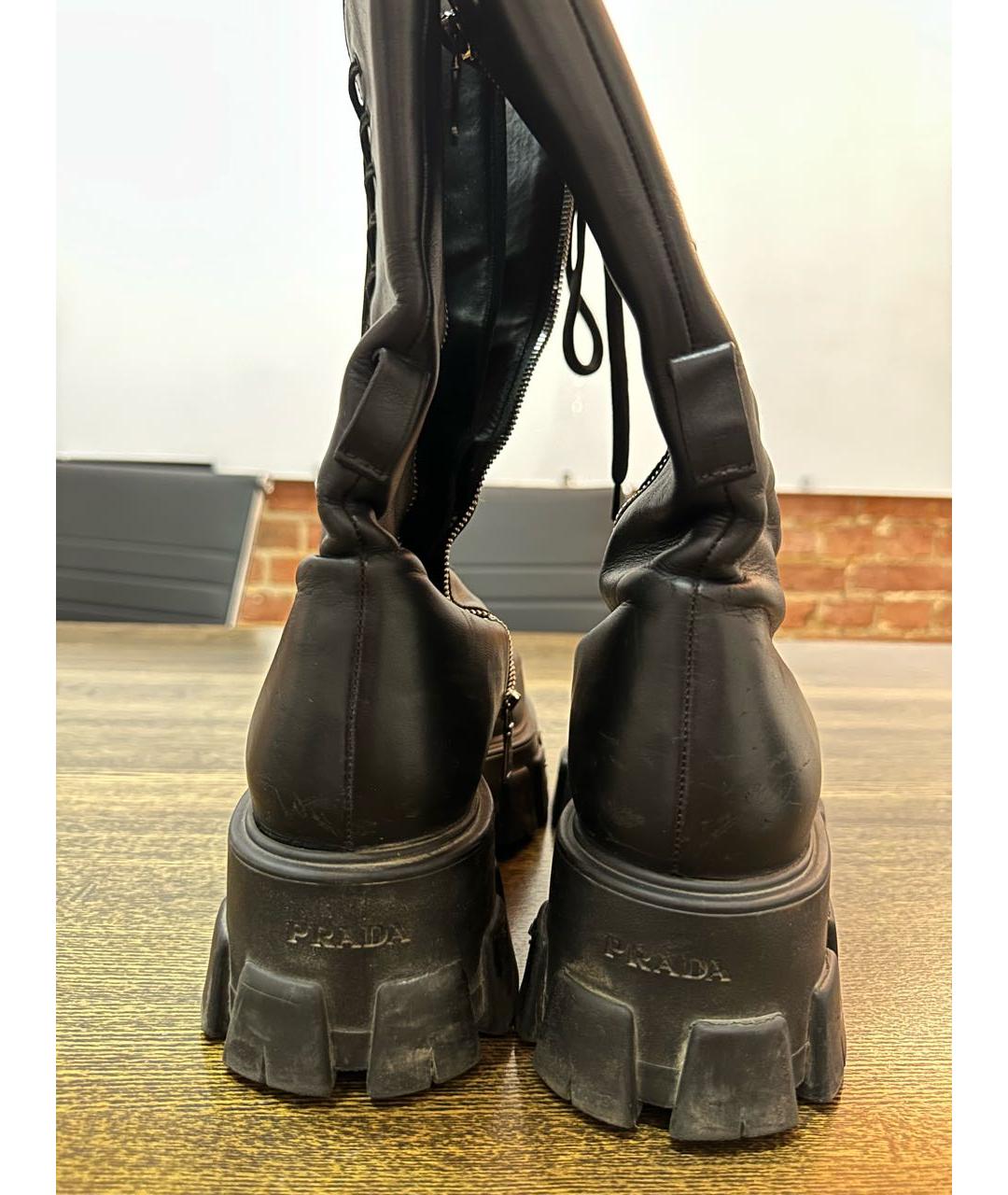 PRADA Черные кожаные ботинки, фото 2