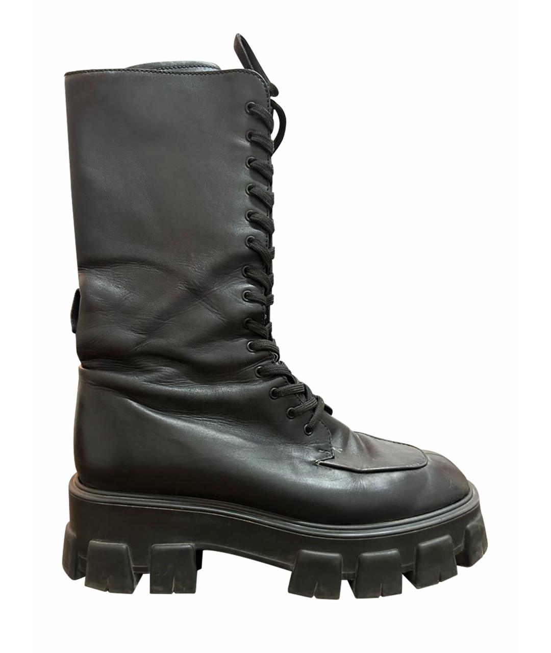 PRADA Черные кожаные ботинки, фото 1