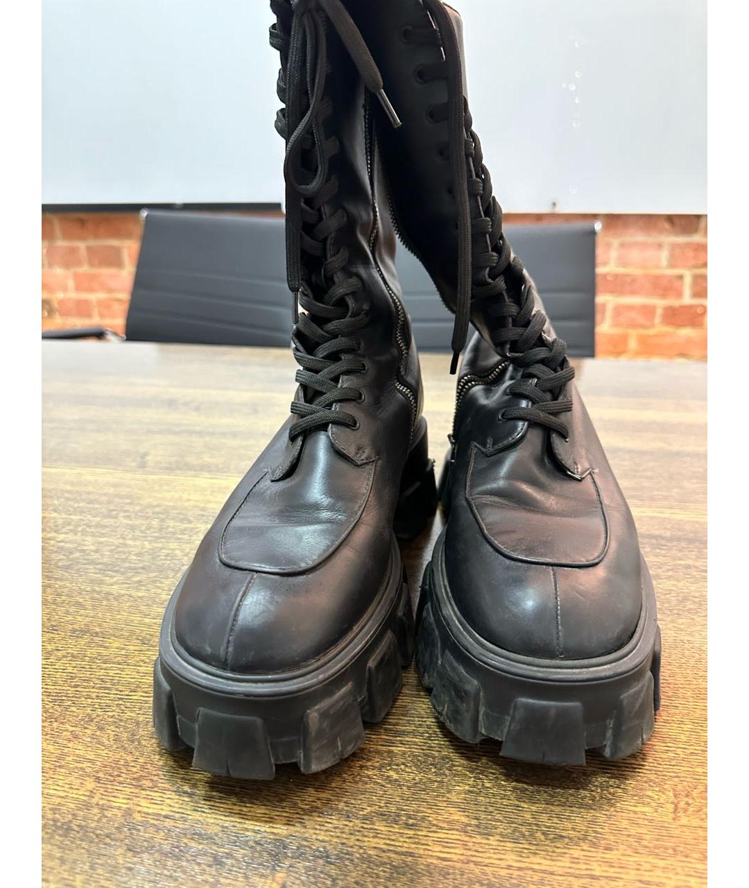 PRADA Черные кожаные ботинки, фото 3
