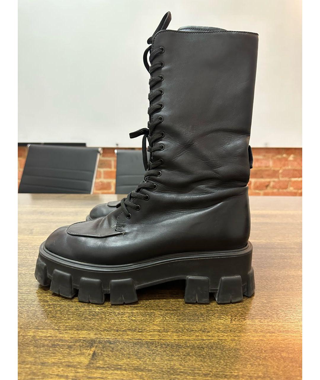 PRADA Черные кожаные ботинки, фото 5