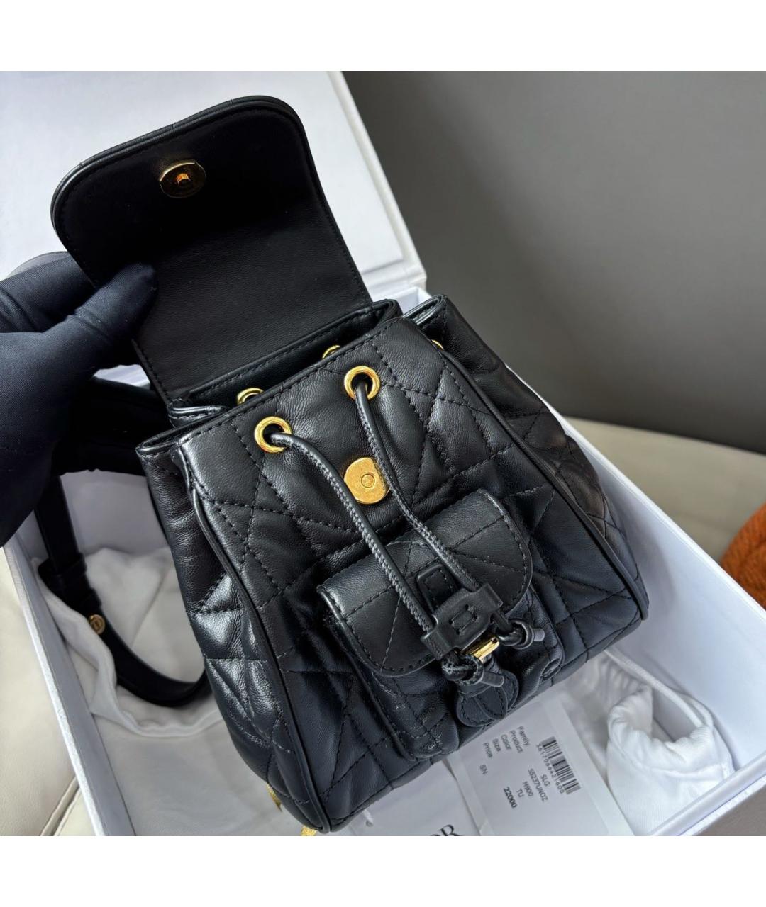 CHRISTIAN DIOR Черный кожаный рюкзак, фото 6