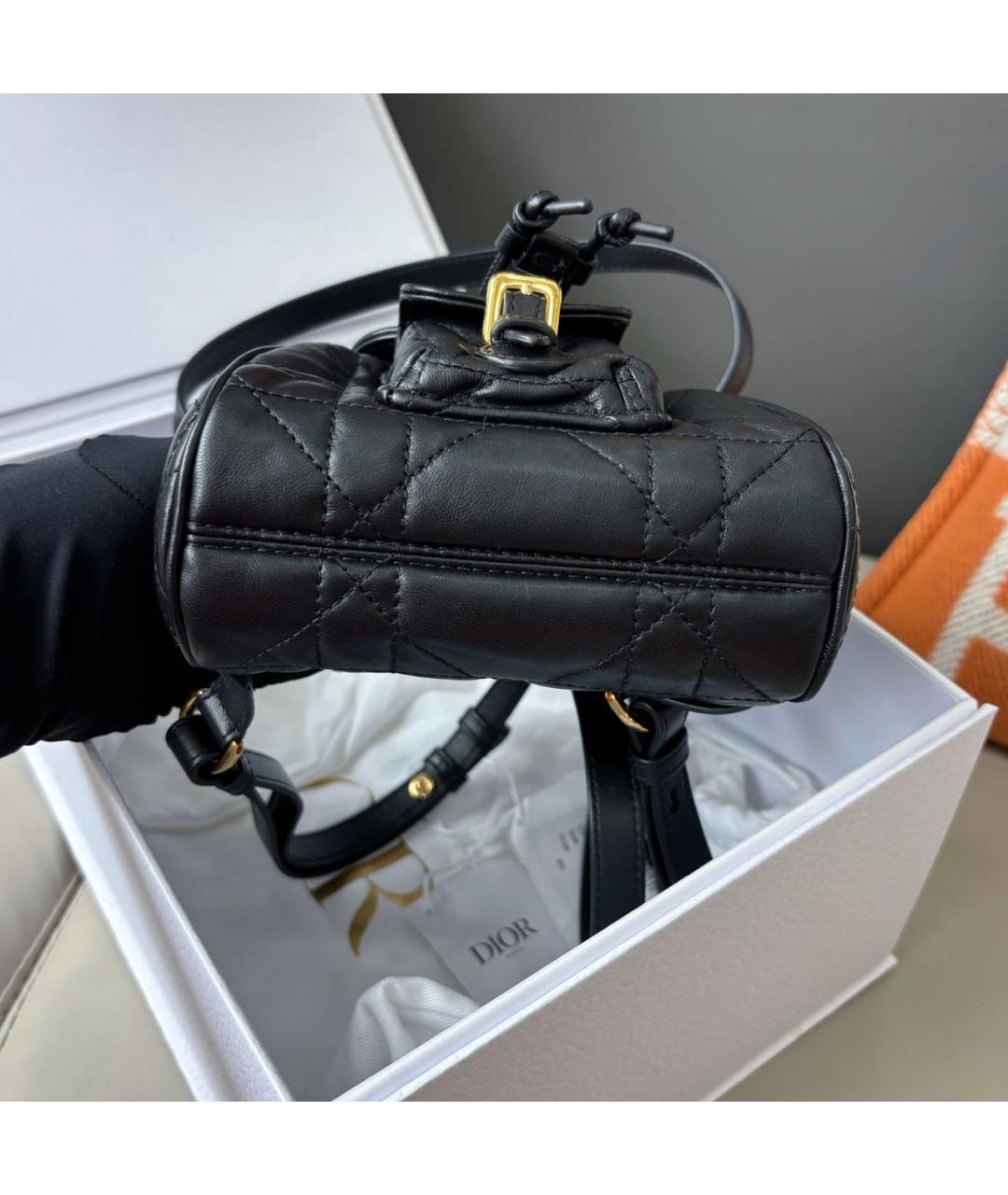 CHRISTIAN DIOR Черный кожаный рюкзак, фото 5