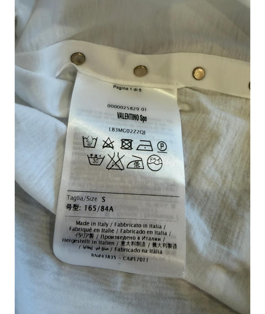 VALENTINO Белая хлопковая футболка, фото 5