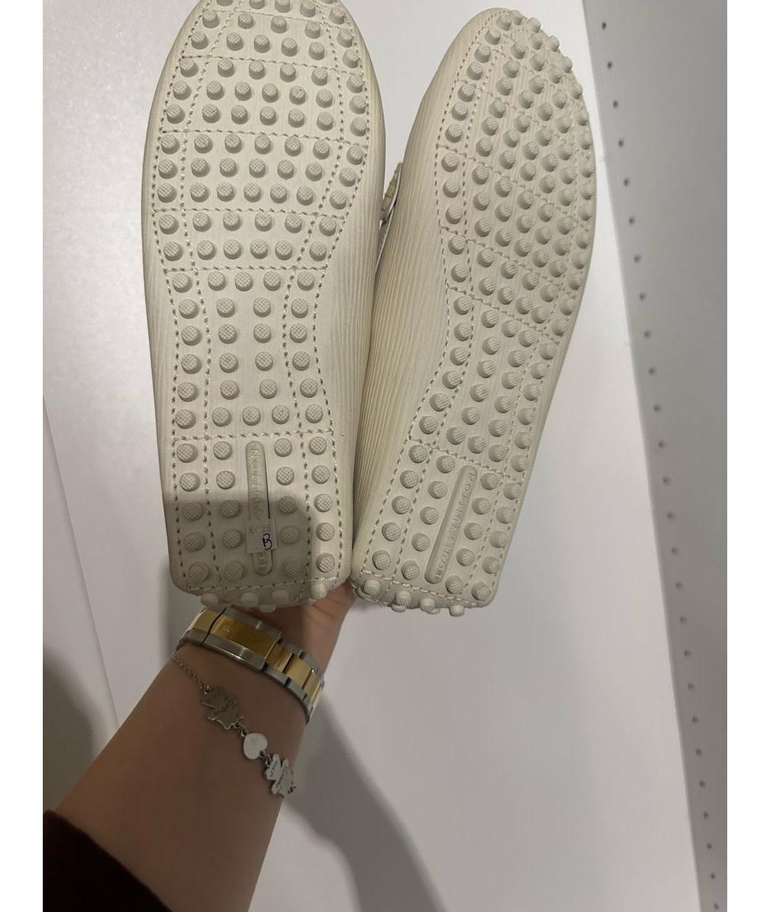 LOUIS VUITTON Бежевые кожаные мокасины, фото 6