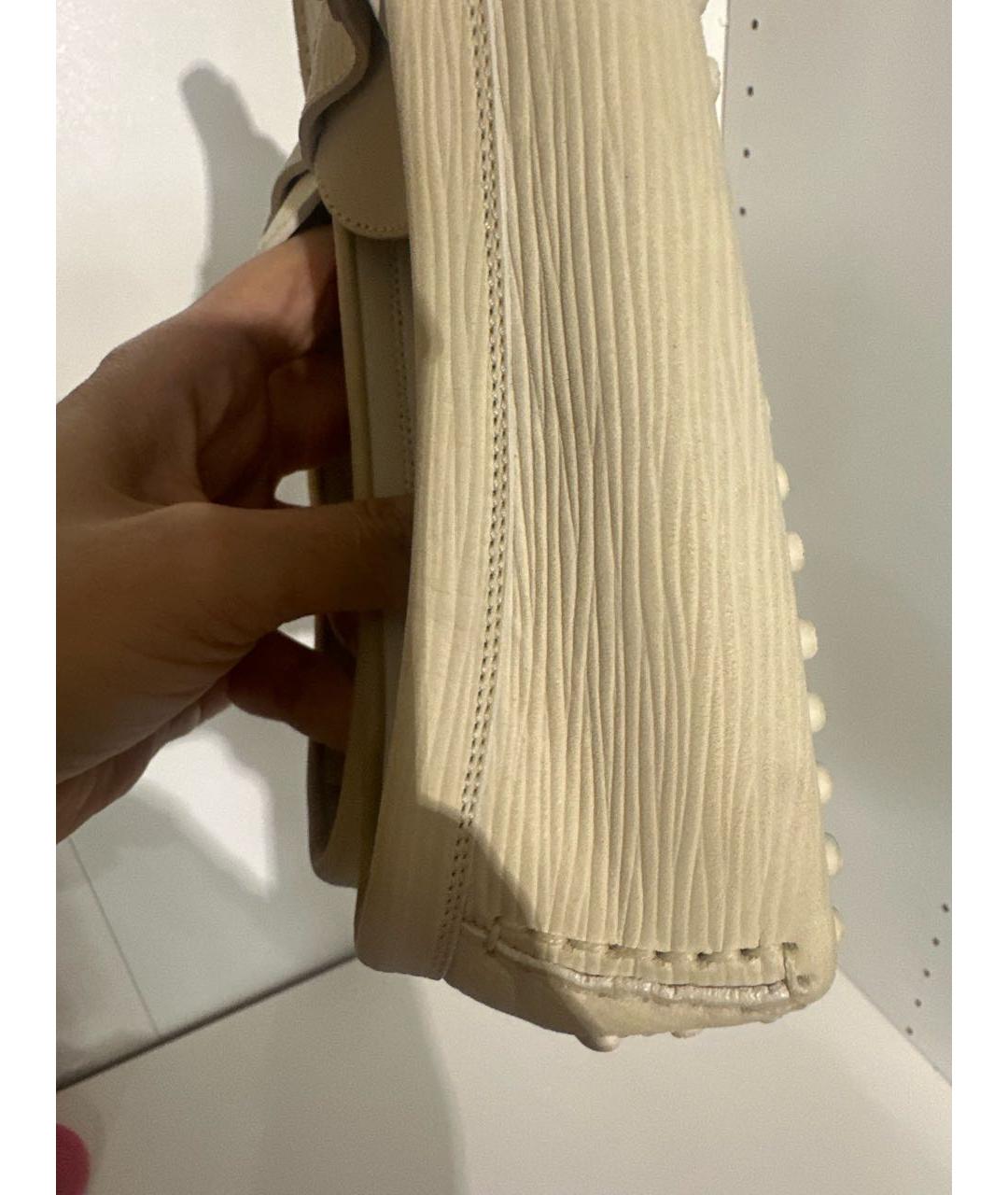 LOUIS VUITTON Бежевые кожаные мокасины, фото 7