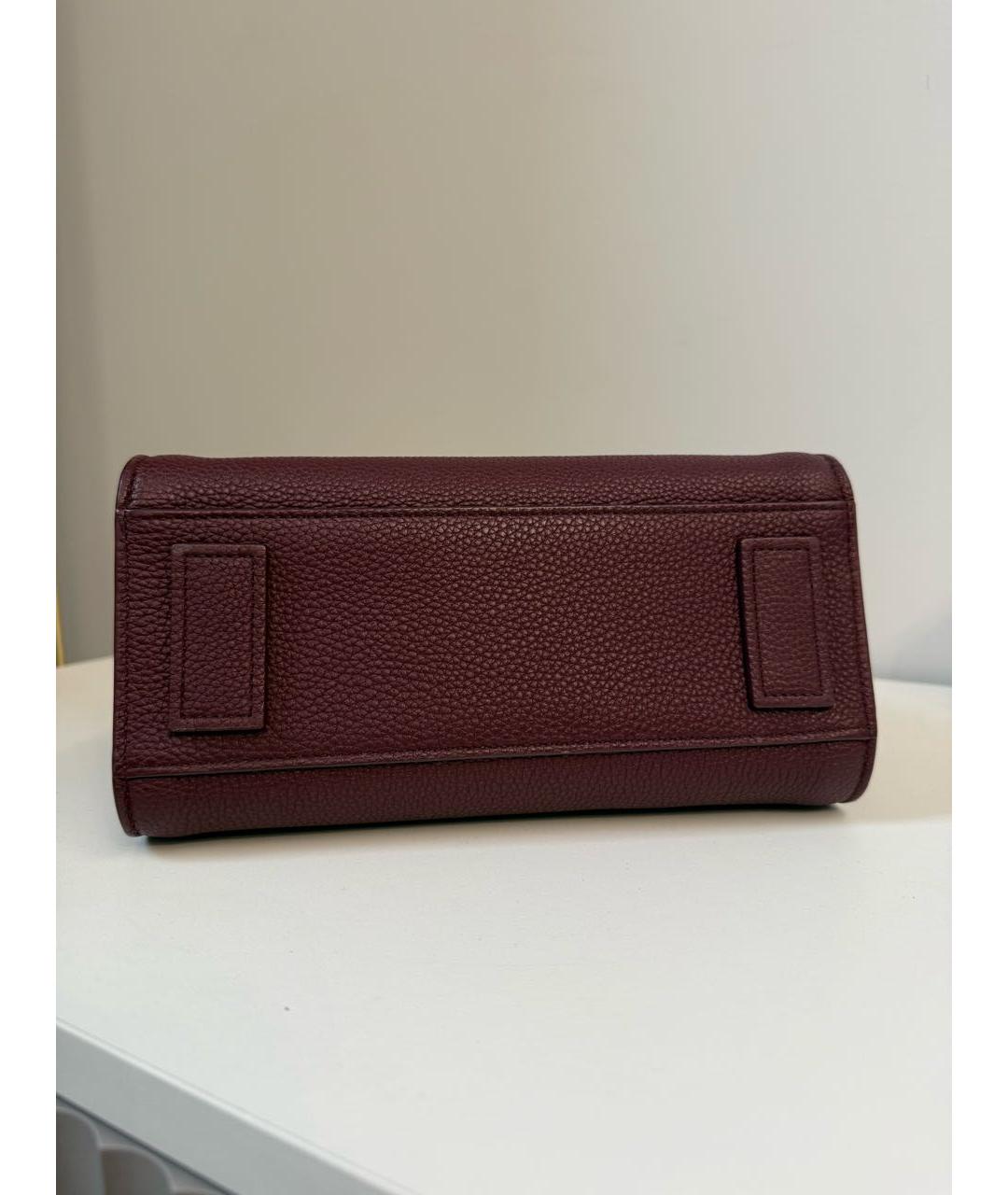 SAINT LAURENT Бордовая кожаная сумка с короткими ручками, фото 3