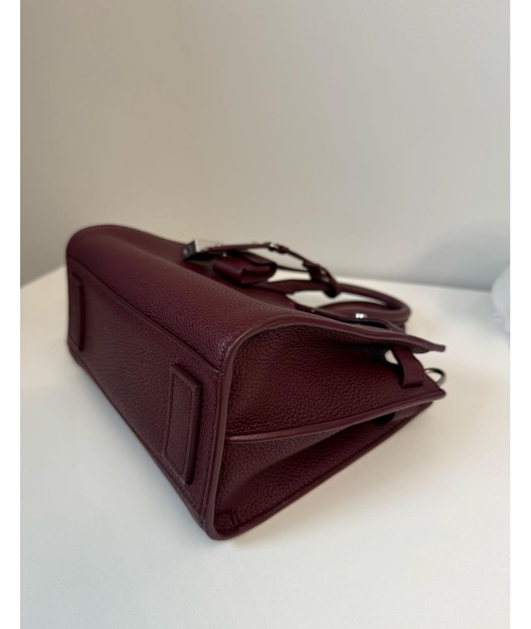 SAINT LAURENT Бордовая кожаная сумка с короткими ручками, фото 5
