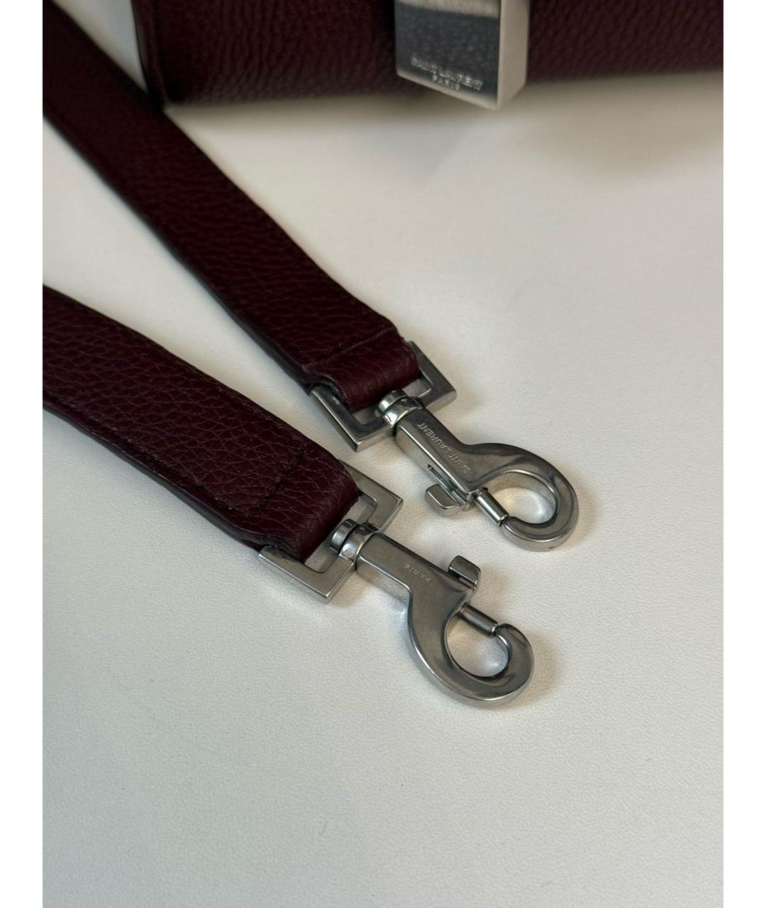 SAINT LAURENT Бордовая кожаная сумка с короткими ручками, фото 8