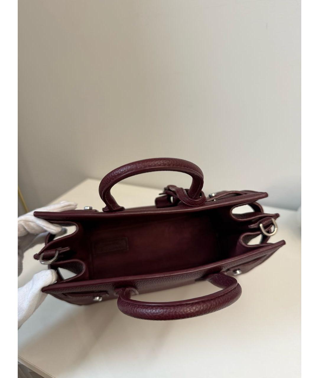 SAINT LAURENT Бордовая кожаная сумка с короткими ручками, фото 4