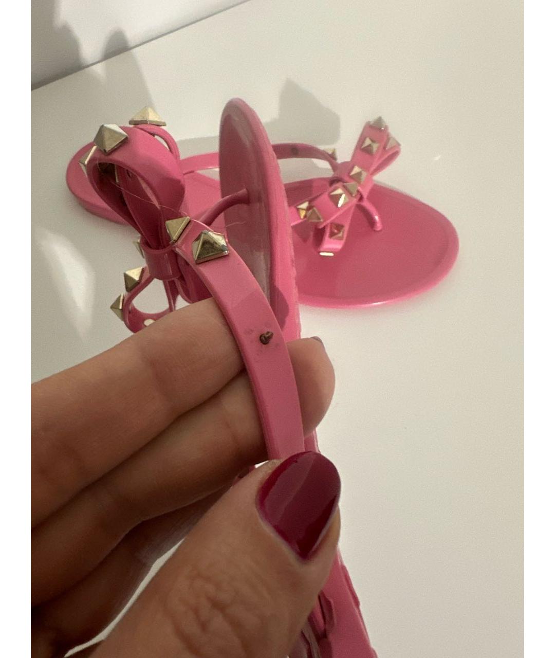 VALENTINO Розовые резиновые шлепанцы, фото 3