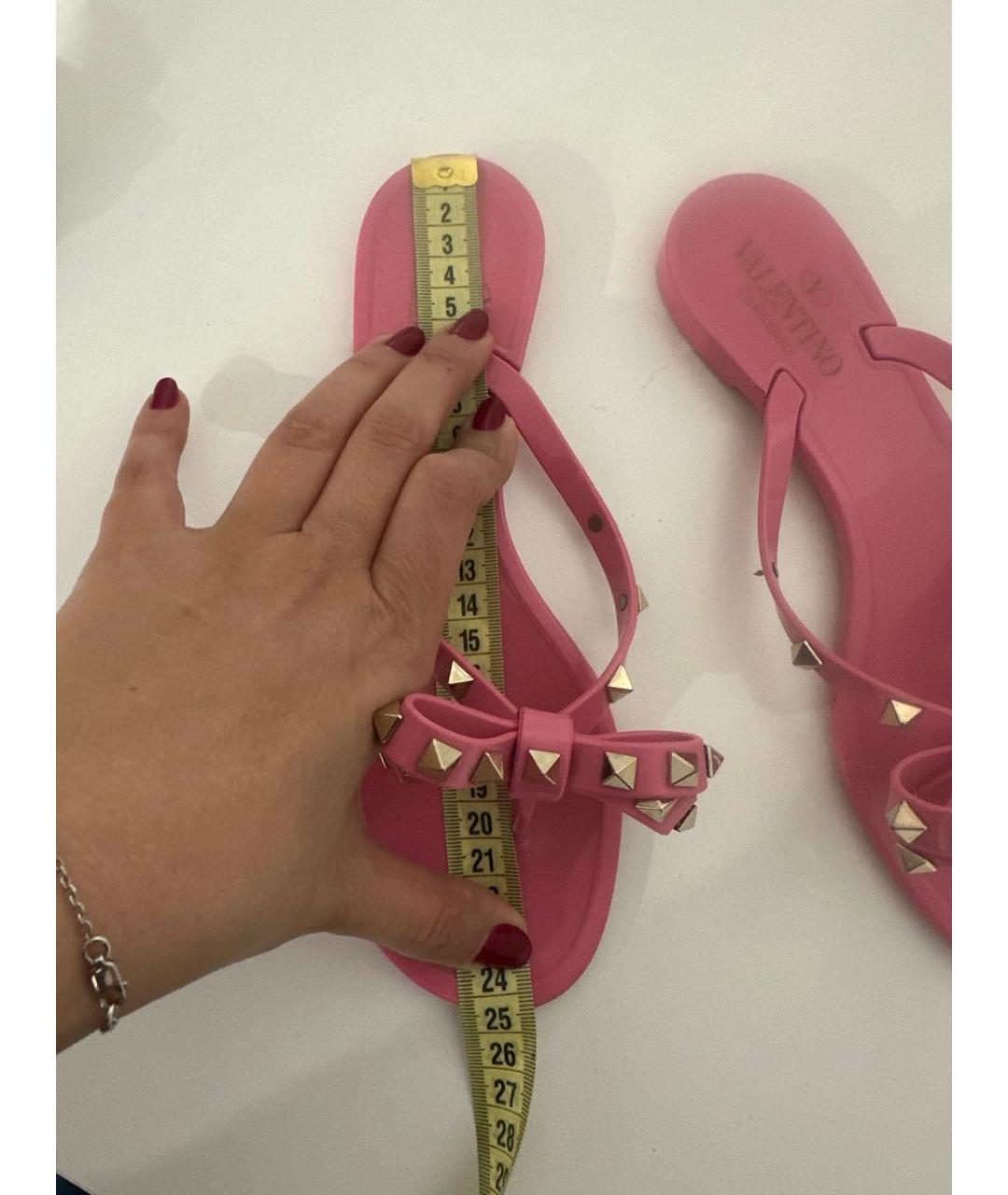 VALENTINO Розовые резиновые шлепанцы, фото 6