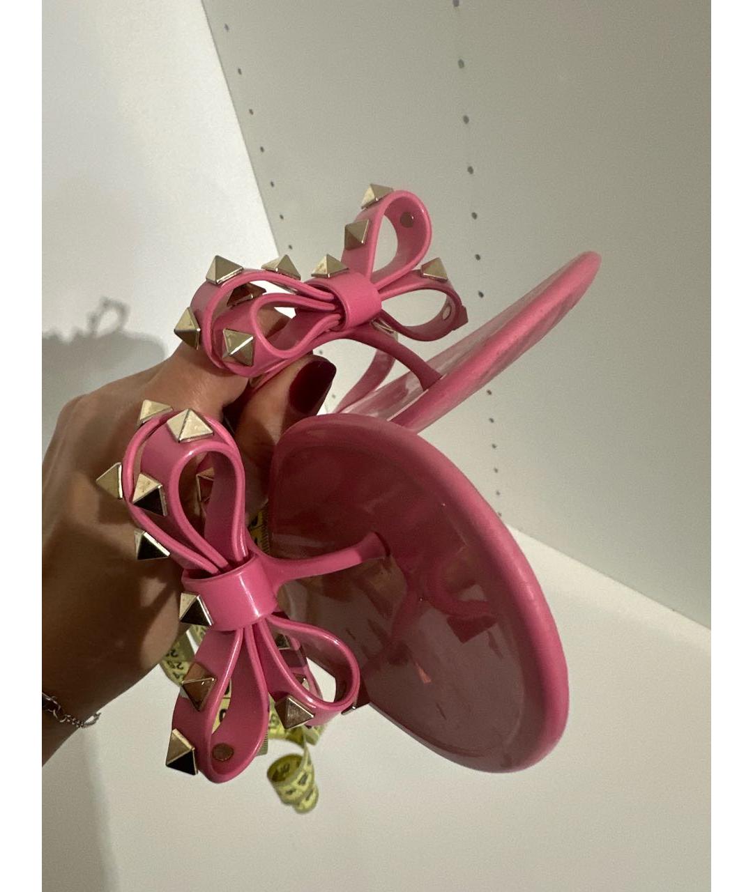 VALENTINO Розовые резиновые шлепанцы, фото 8