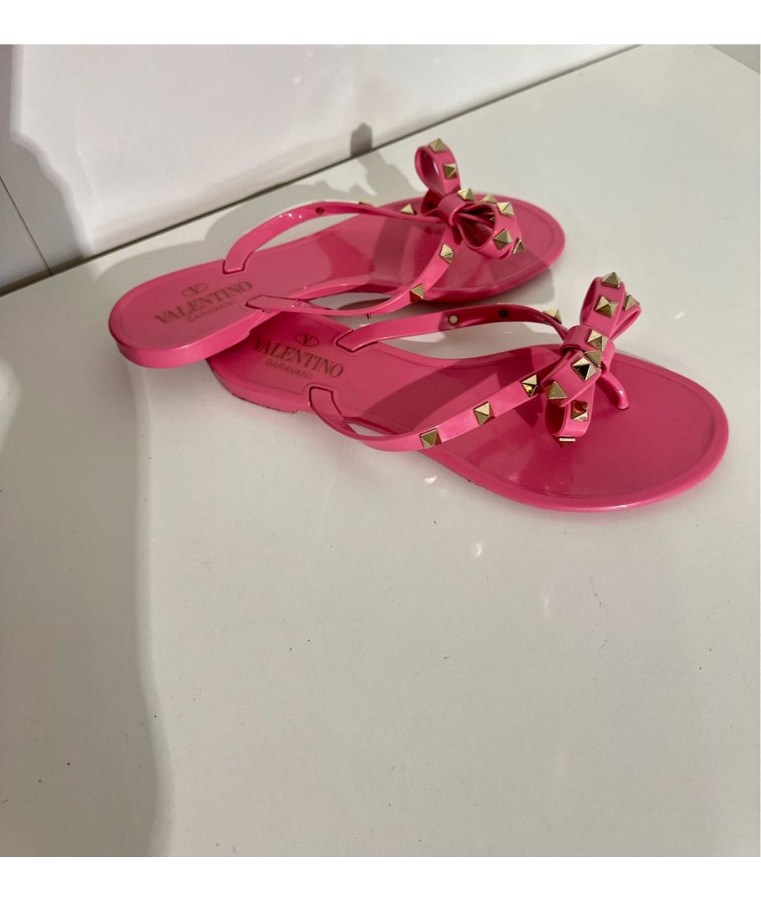 VALENTINO Розовые резиновые шлепанцы, фото 2