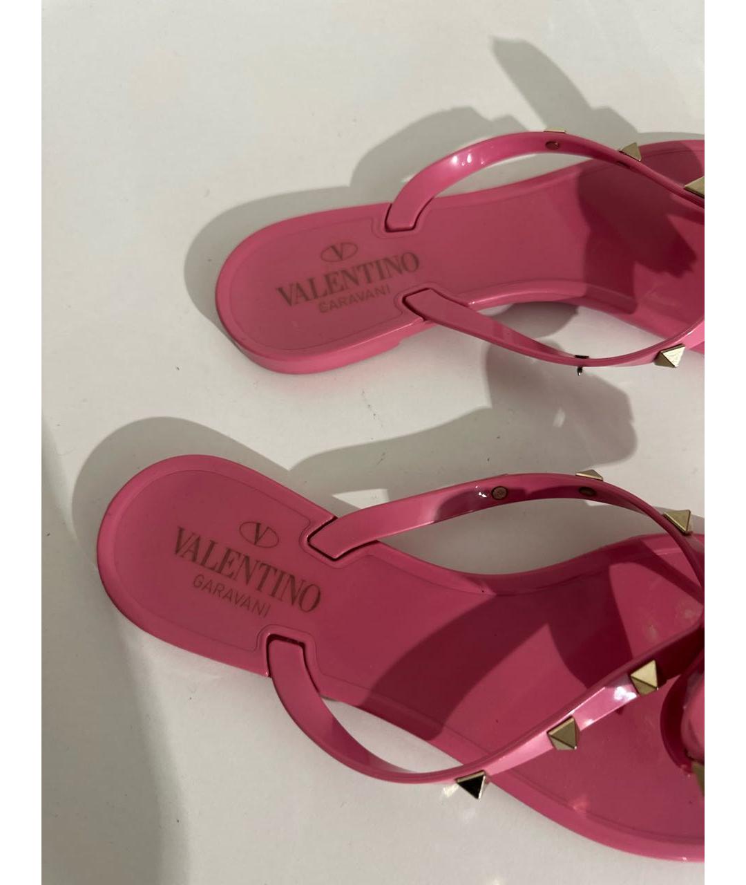 VALENTINO Розовые резиновые шлепанцы, фото 7