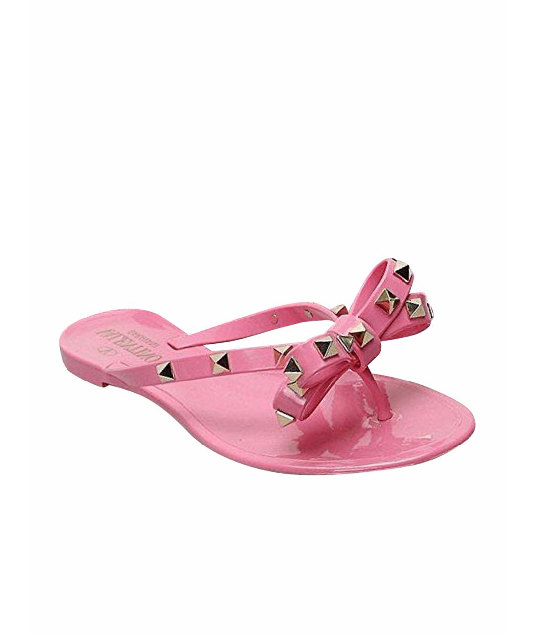 VALENTINO Розовые резиновые шлепанцы, фото 1