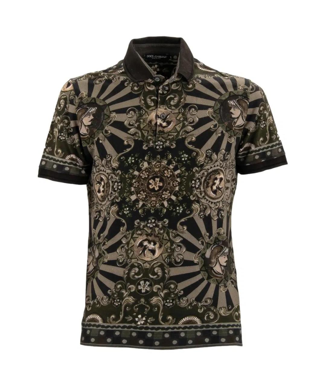 DOLCE&GABBANA Бежевое хлопковое поло с коротким рукавом, фото 1