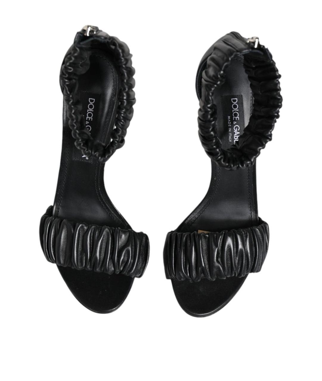 DOLCE&GABBANA Черные кожаные босоножки, фото 3