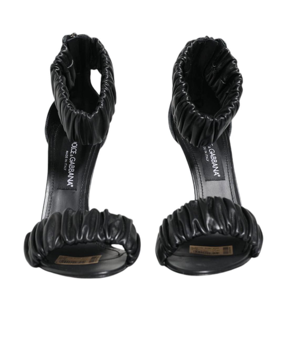 DOLCE&GABBANA Черные кожаные босоножки, фото 4