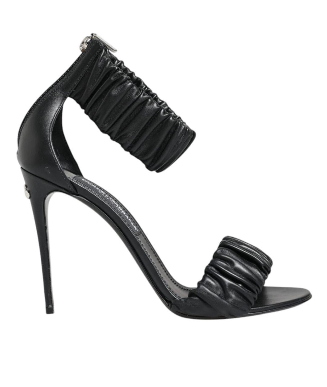 DOLCE&GABBANA Черные кожаные босоножки, фото 5