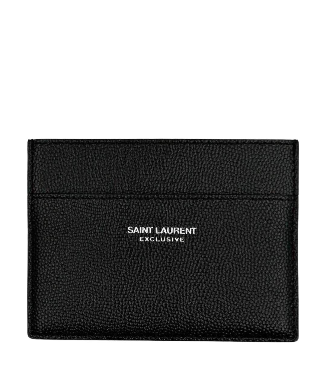 SAINT LAURENT Черный кожаный кардхолдер, фото 1
