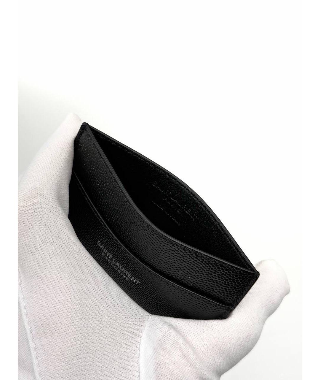 SAINT LAURENT Черный кожаный кардхолдер, фото 3