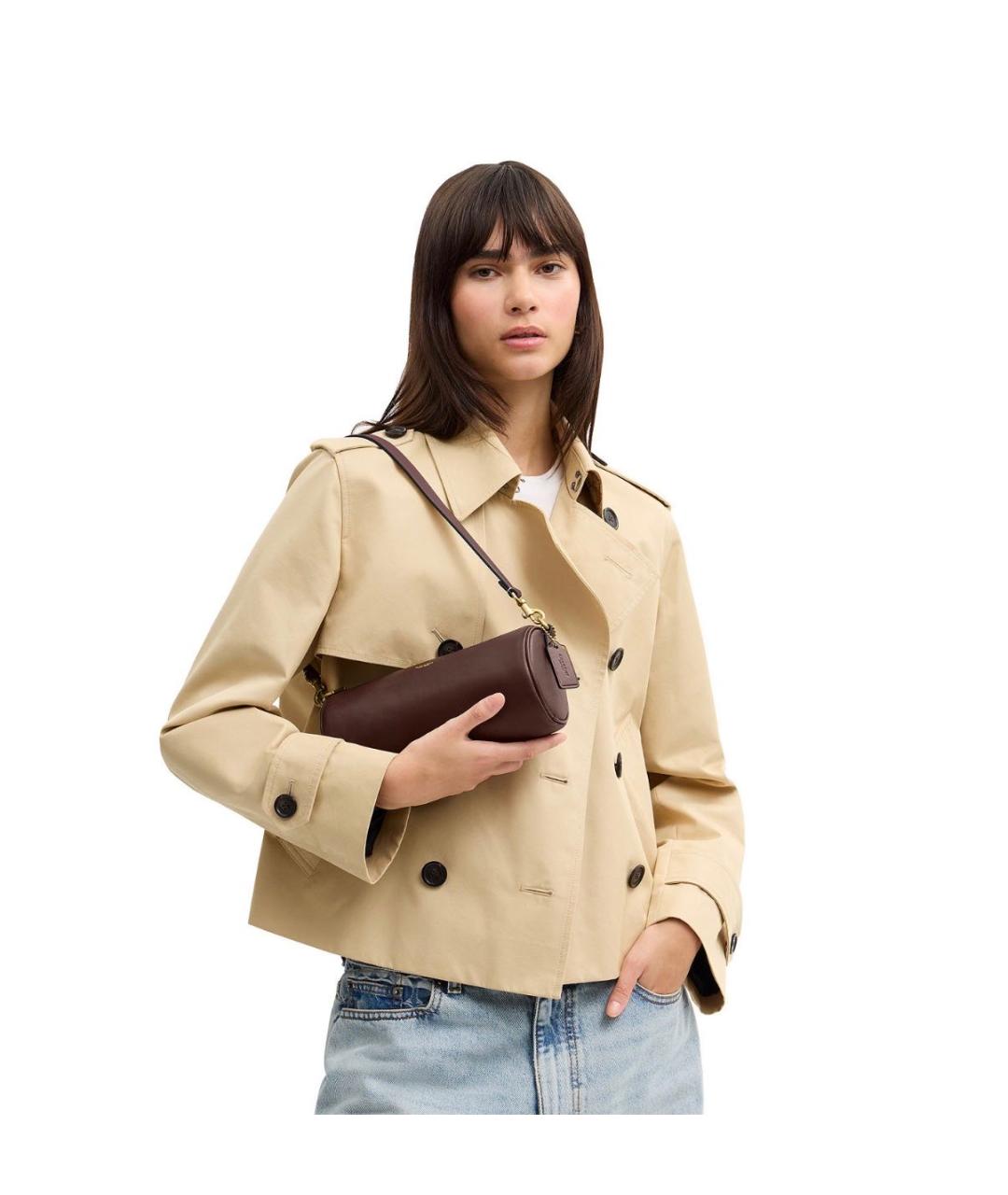 COACH Коричневая кожаная сумка через плечо, фото 7