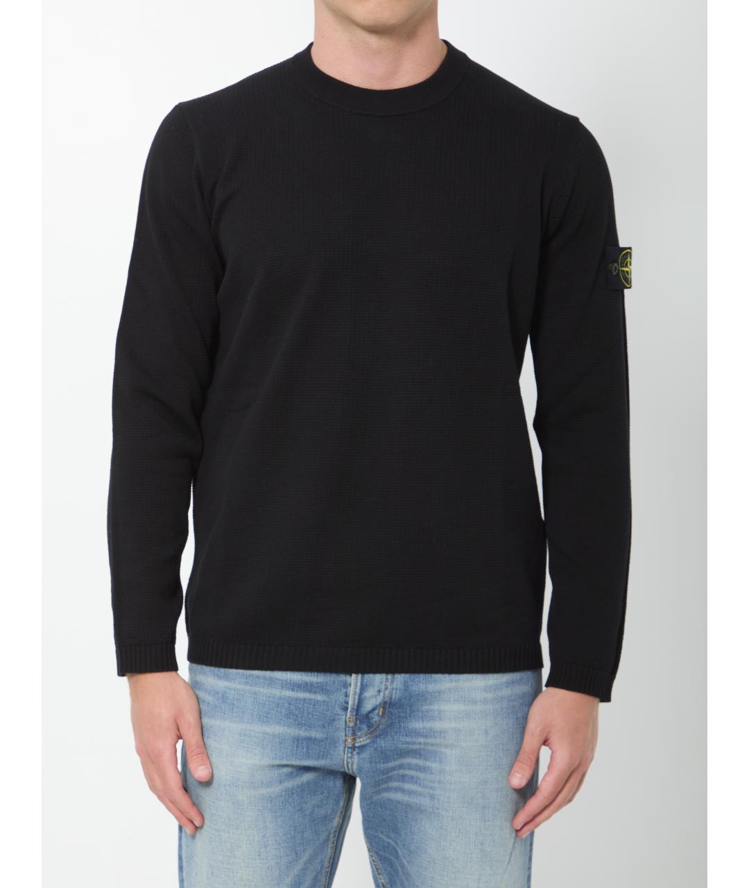 STONE ISLAND Черный хлопковый джемпер / свитер, фото 5
