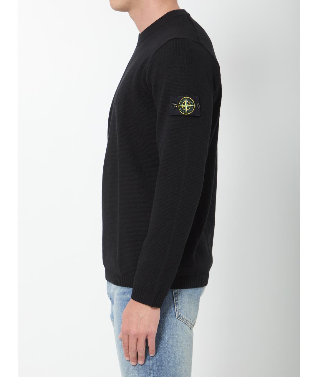 STONE ISLAND Черный хлопковый джемпер / свитер, фото 3