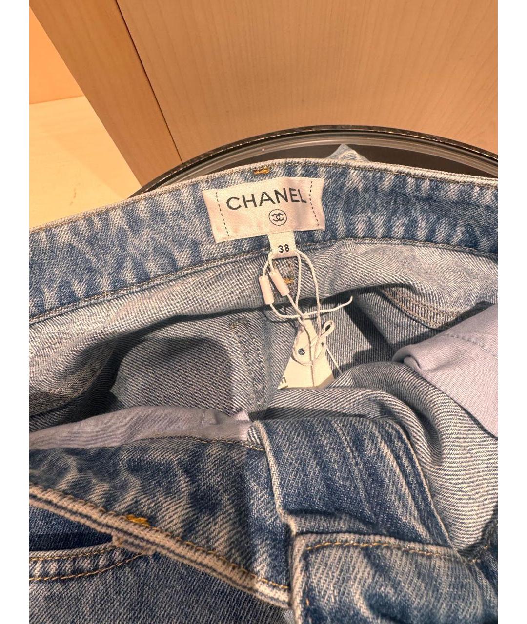 CHANEL Голубые хлопковые прямые джинсы, фото 2