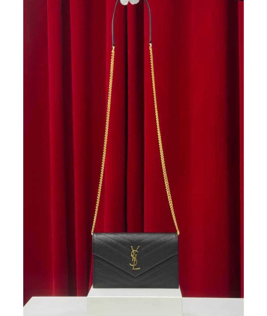 SAINT LAURENT Черная кожаная сумка через плечо, фото 5