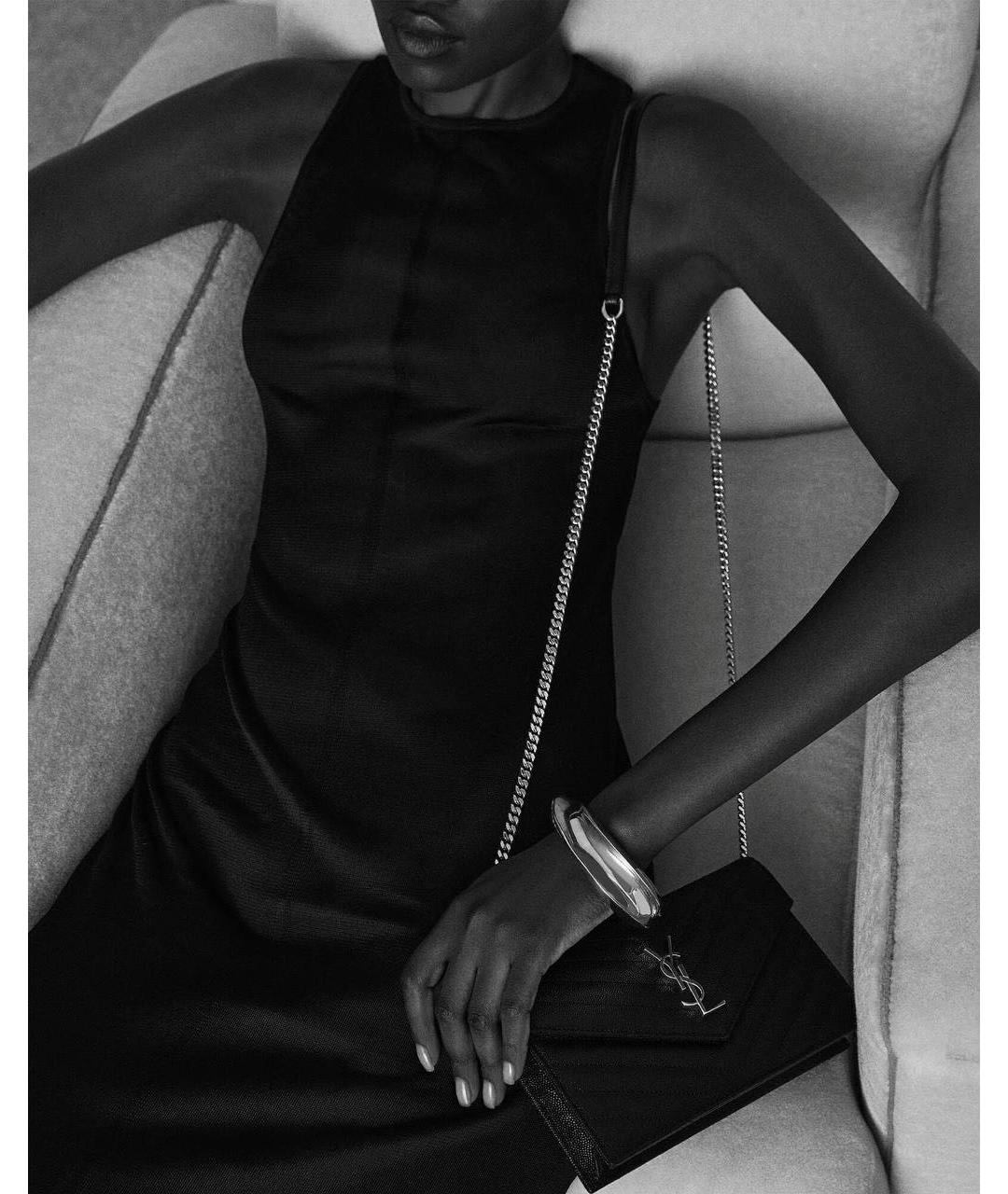 SAINT LAURENT Черная кожаная сумка через плечо, фото 7