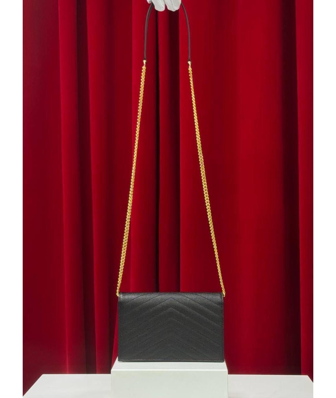 SAINT LAURENT Черная кожаная сумка через плечо, фото 6