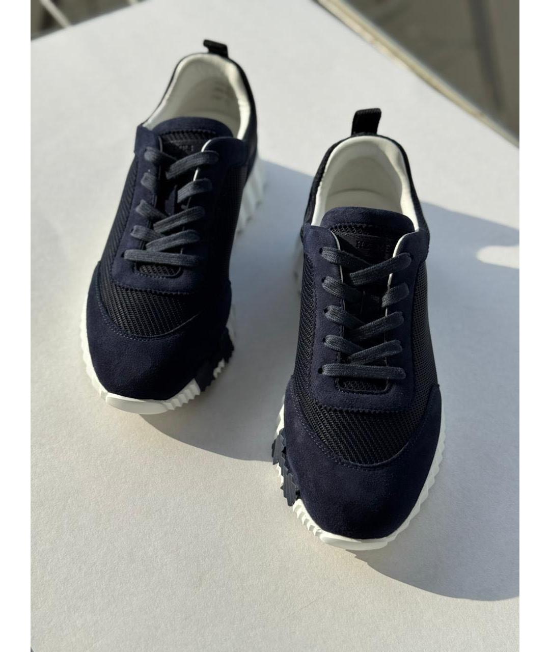 HERMES Темно-синие лодочки на низком каблуке, фото 5