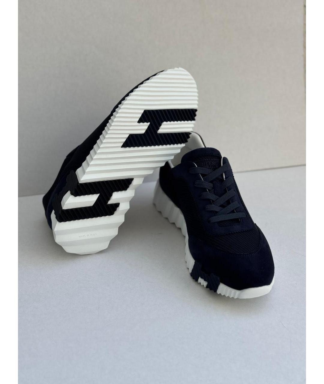 HERMES Темно-синие лодочки на низком каблуке, фото 4