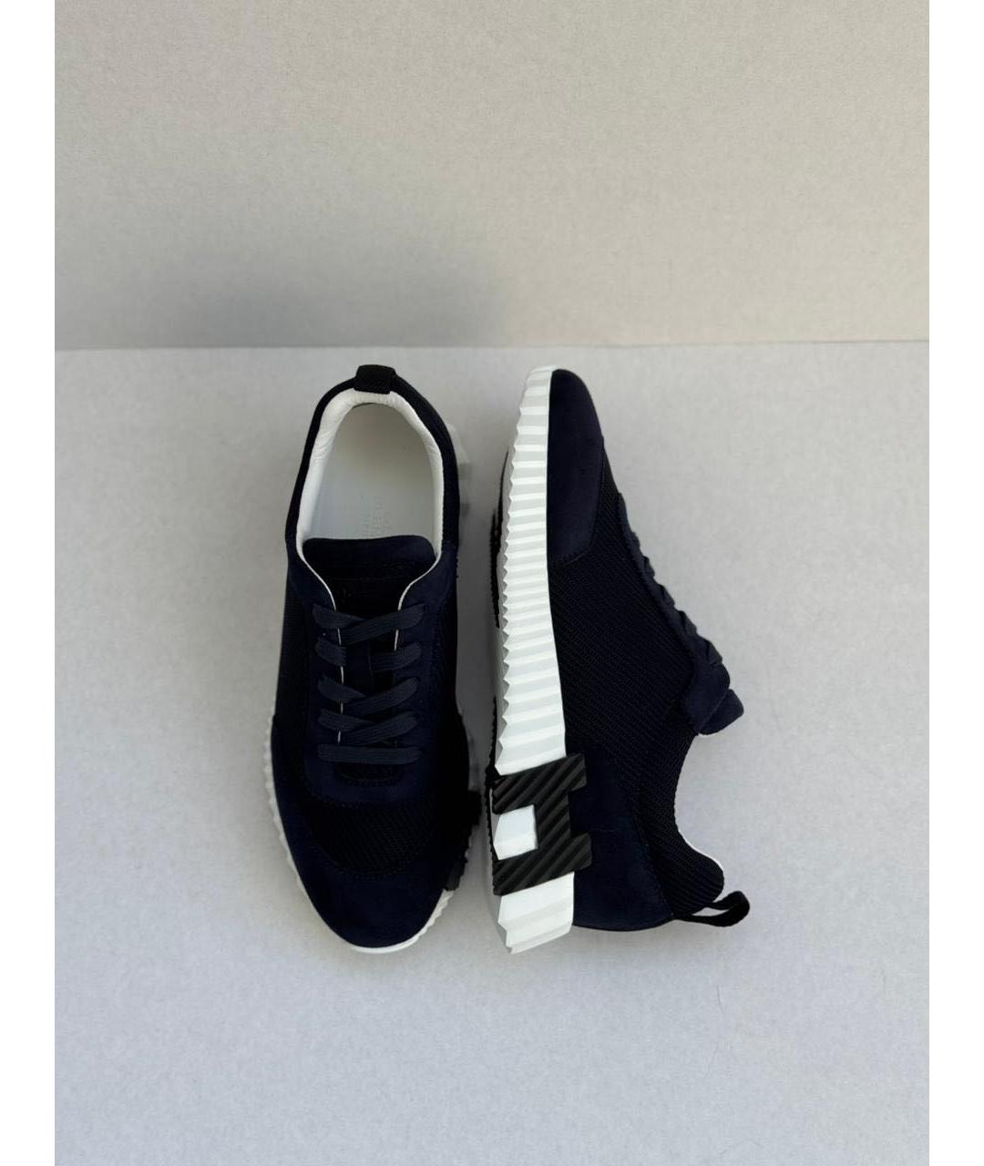 HERMES Темно-синие лодочки на низком каблуке, фото 3