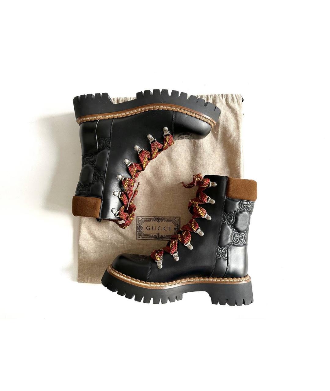 GUCCI Черные кожаные ботинки, фото 5