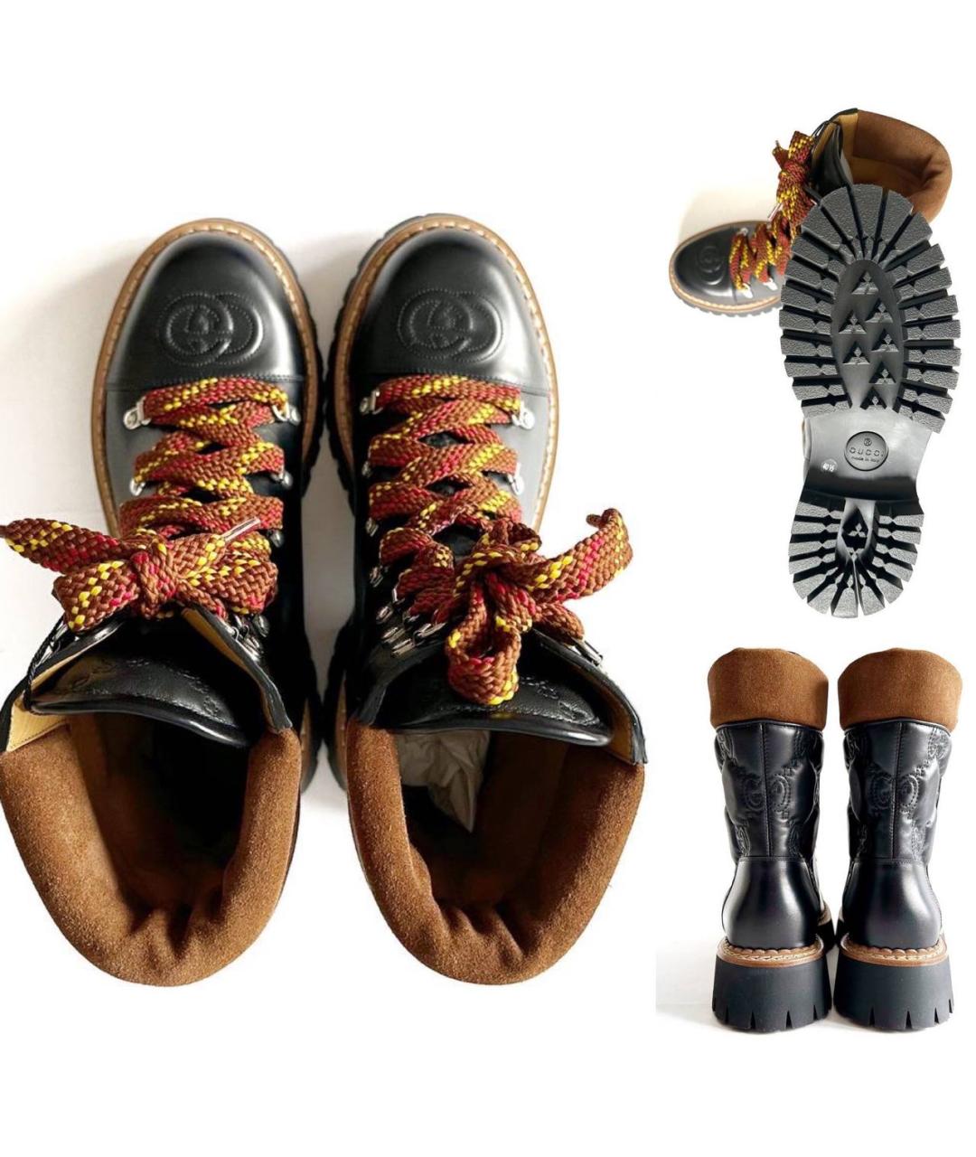 GUCCI Черные кожаные ботинки, фото 3