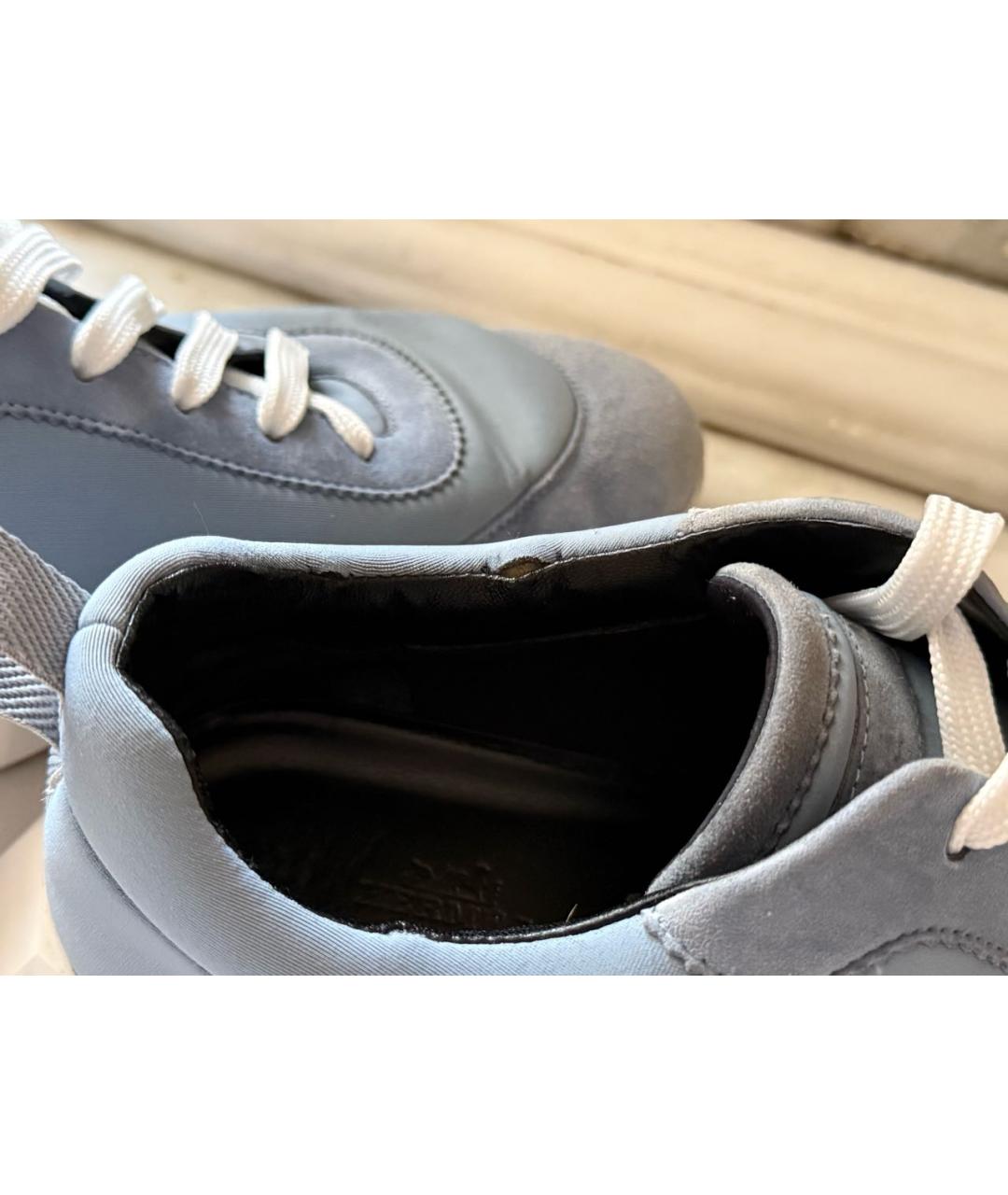 HERMES Голубые замшевые кроссовки, фото 5