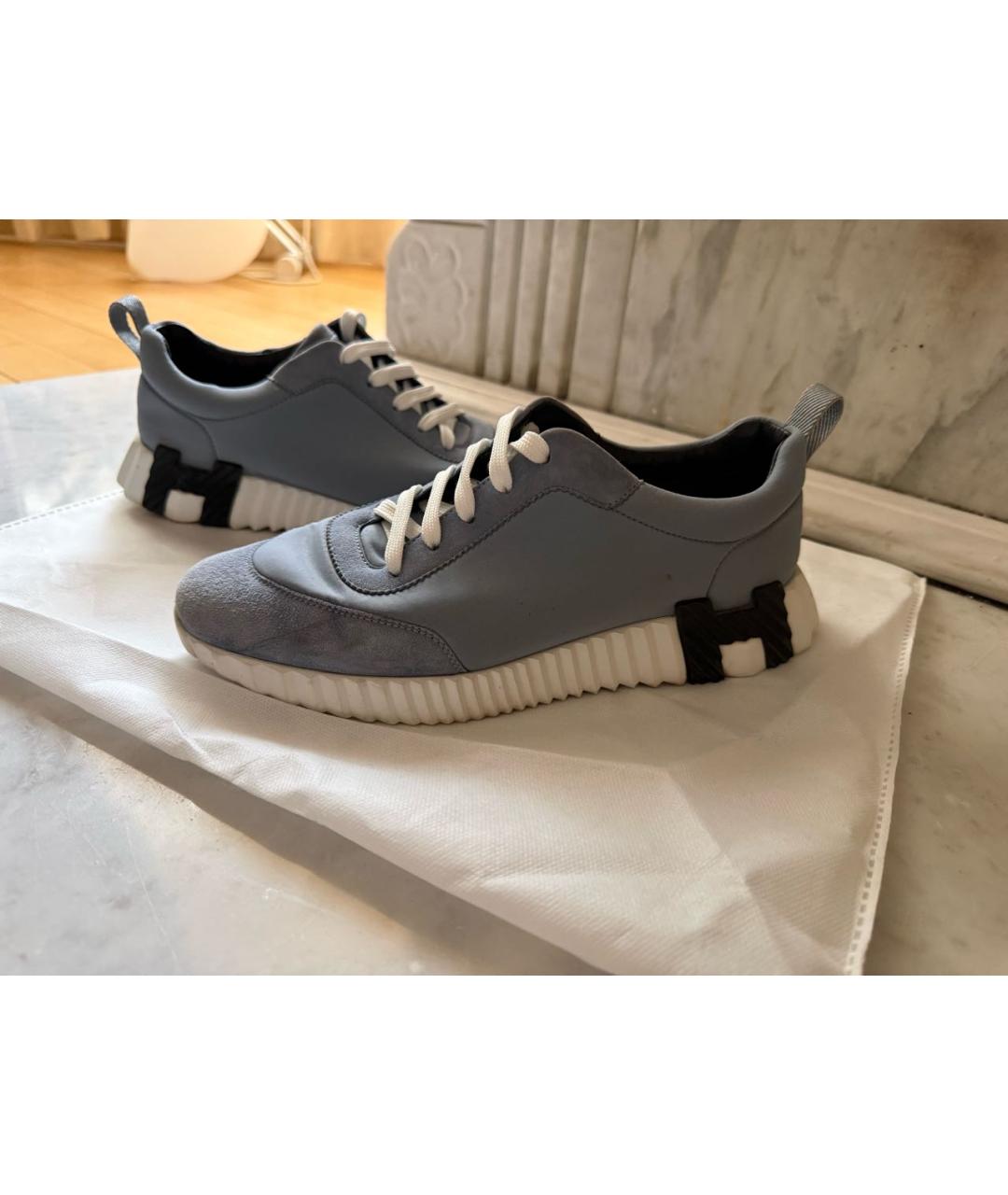 HERMES Голубые замшевые кроссовки, фото 2