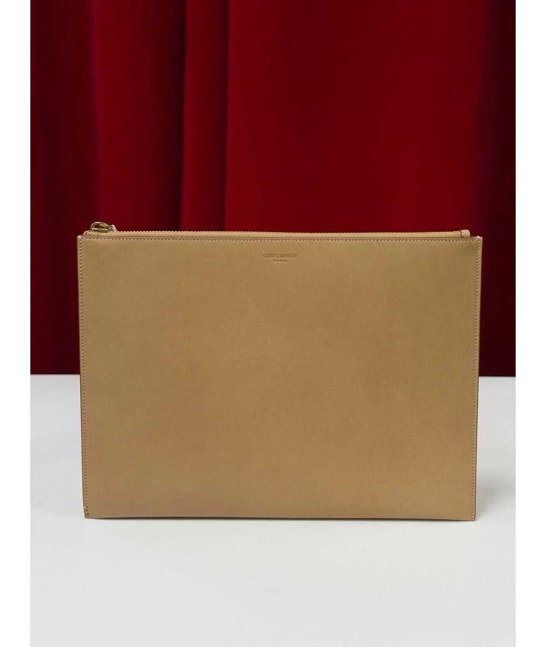 SAINT LAURENT Оранжевая кожаная папка для документов, фото 4