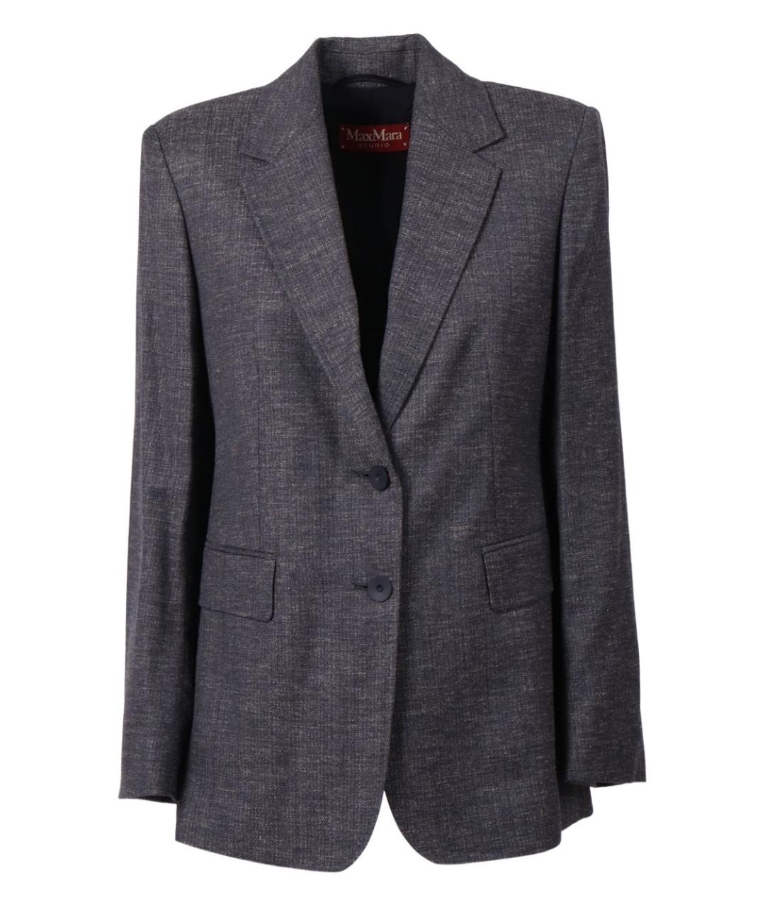 MAX MARA STUDIO Синий шерстяной жакет/пиджак, фото 1