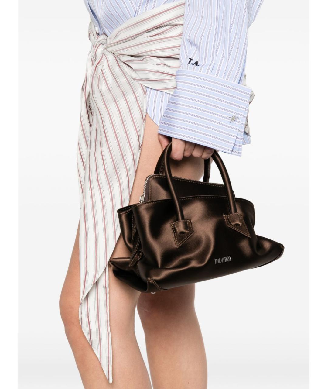 THE ATTICO Коричневая синтетическая сумка с короткими ручками, фото 3