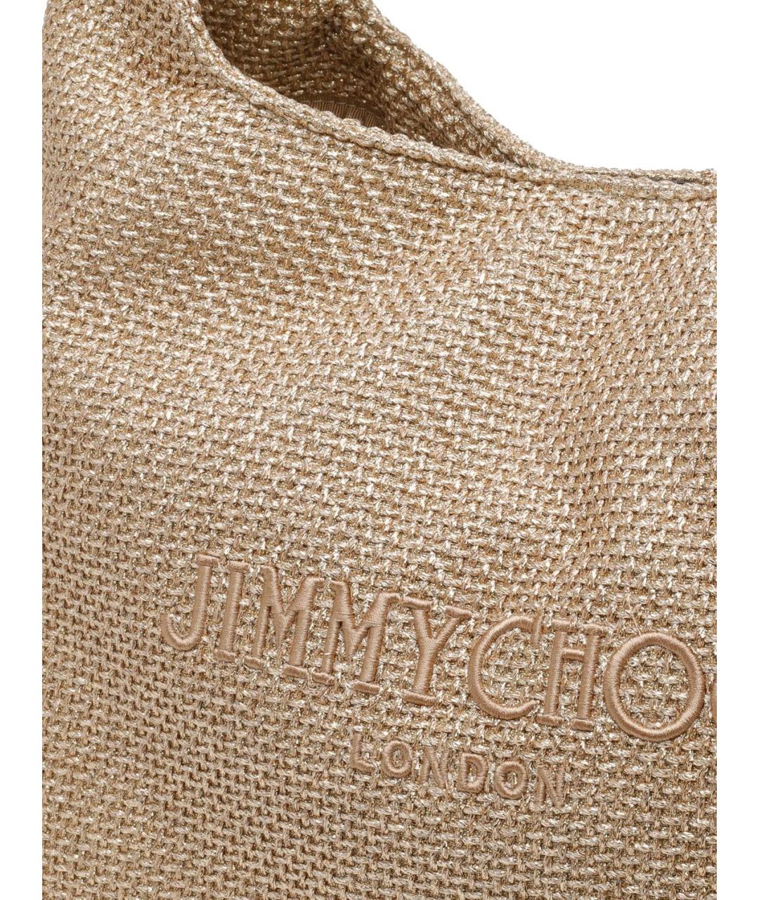 JIMMY CHOO Золотая пелетеная сумка через плечо, фото 2