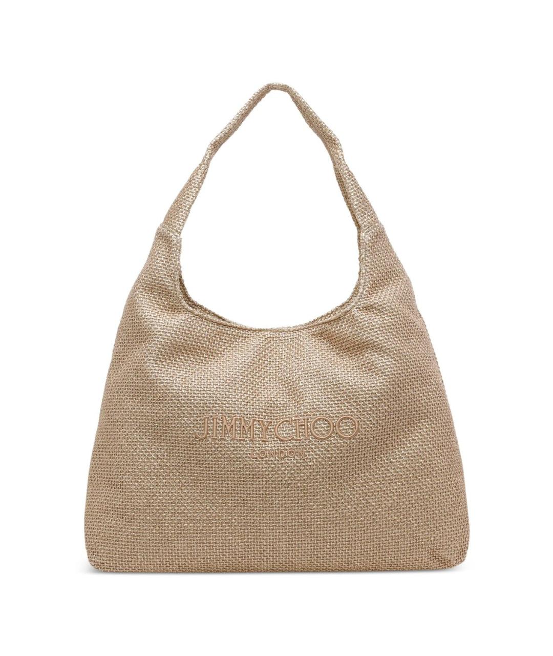 JIMMY CHOO Золотая пелетеная сумка через плечо, фото 1