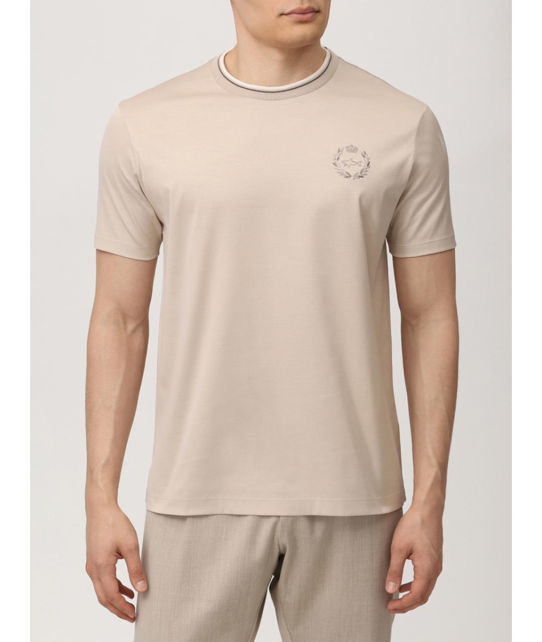 PAUL & SHARK Бежевая хлопковая футболка, фото 4