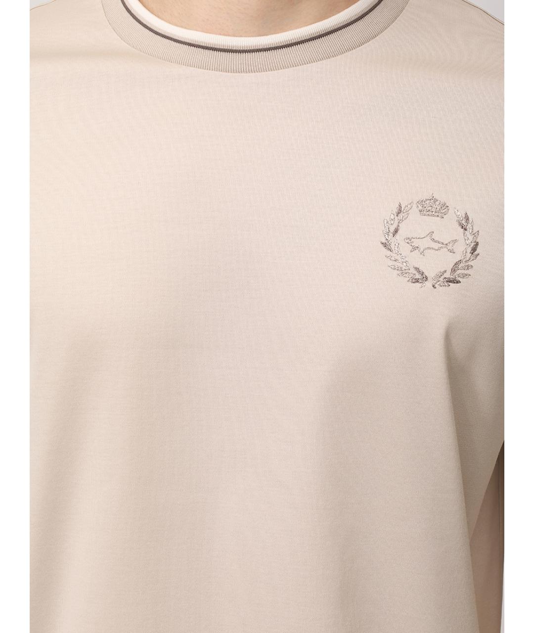 PAUL & SHARK Бежевая хлопковая футболка, фото 5